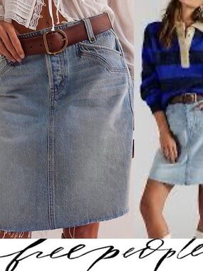 Free People Suzy Midi Denim Skirt❤️